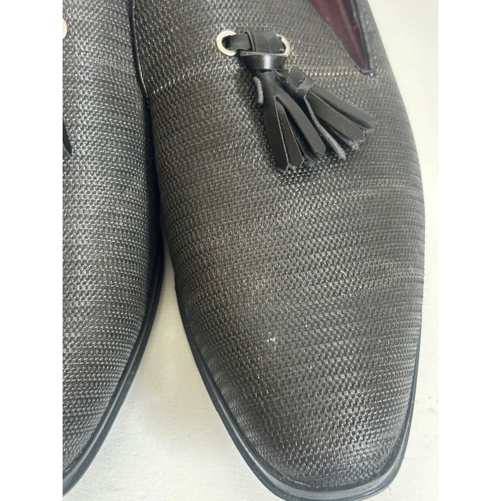 Bruno Marc Mens Grey Tassel Loafers Woven Dress Shoes Size 9